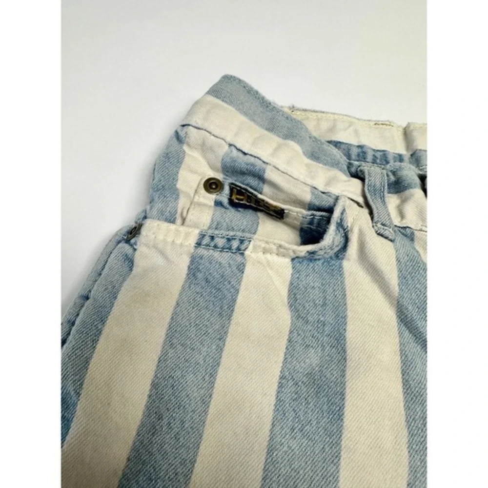 HIS Striped Denim Jean Shorts Jorts womens High Waisted Sz 10 Vintage 80s 90s‎